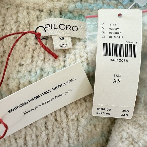 Anthropologie Pilcro OVERSIZED Cardigan Sweater Womens XS Beige Blue Cozy $198 - Picture 9 of 11